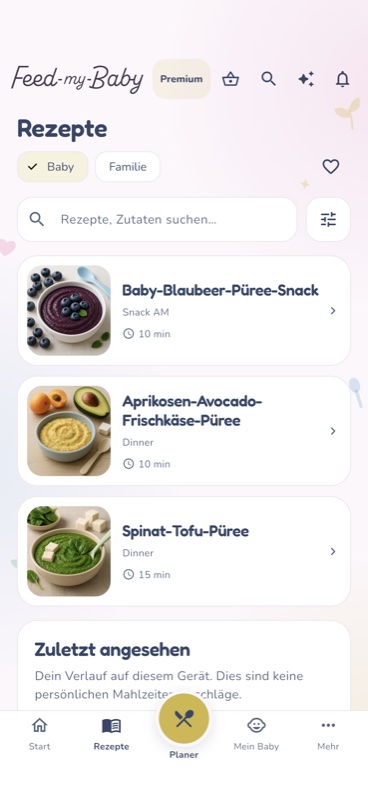 Vorschau der Rezeptübersicht